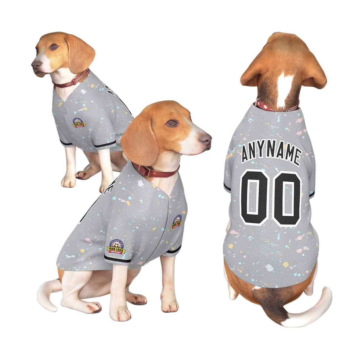 Custom Light Gray Black Personalized Splash Graffiti Pattern Dog Jersey |KXKSHOP