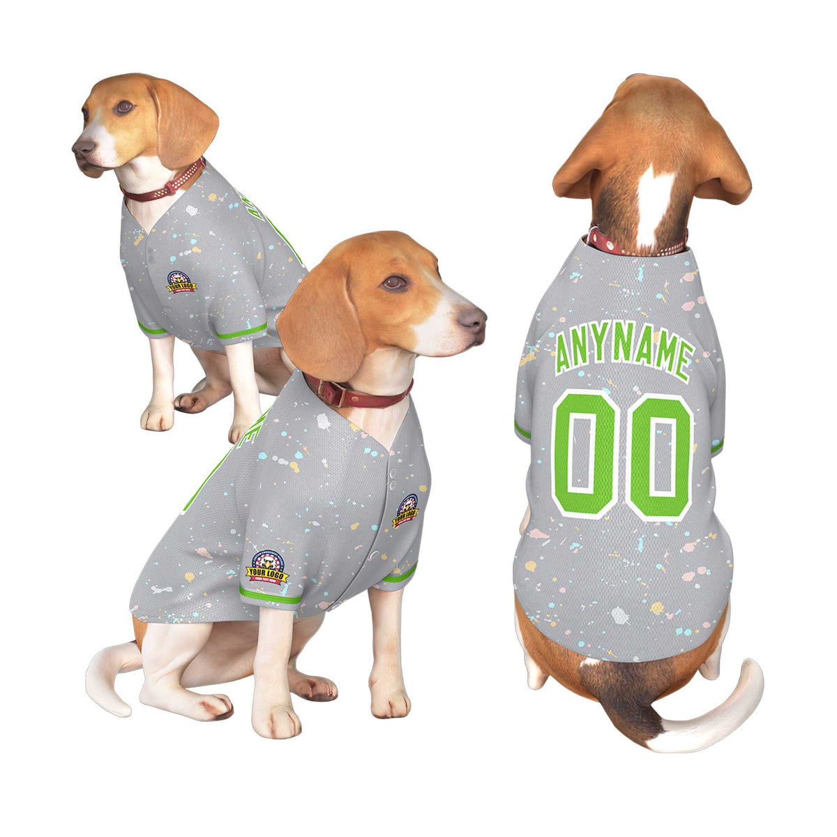 Custom Light Gray Green Personalized Splash Graffiti Pattern Dog Jersey |KXKSHOP