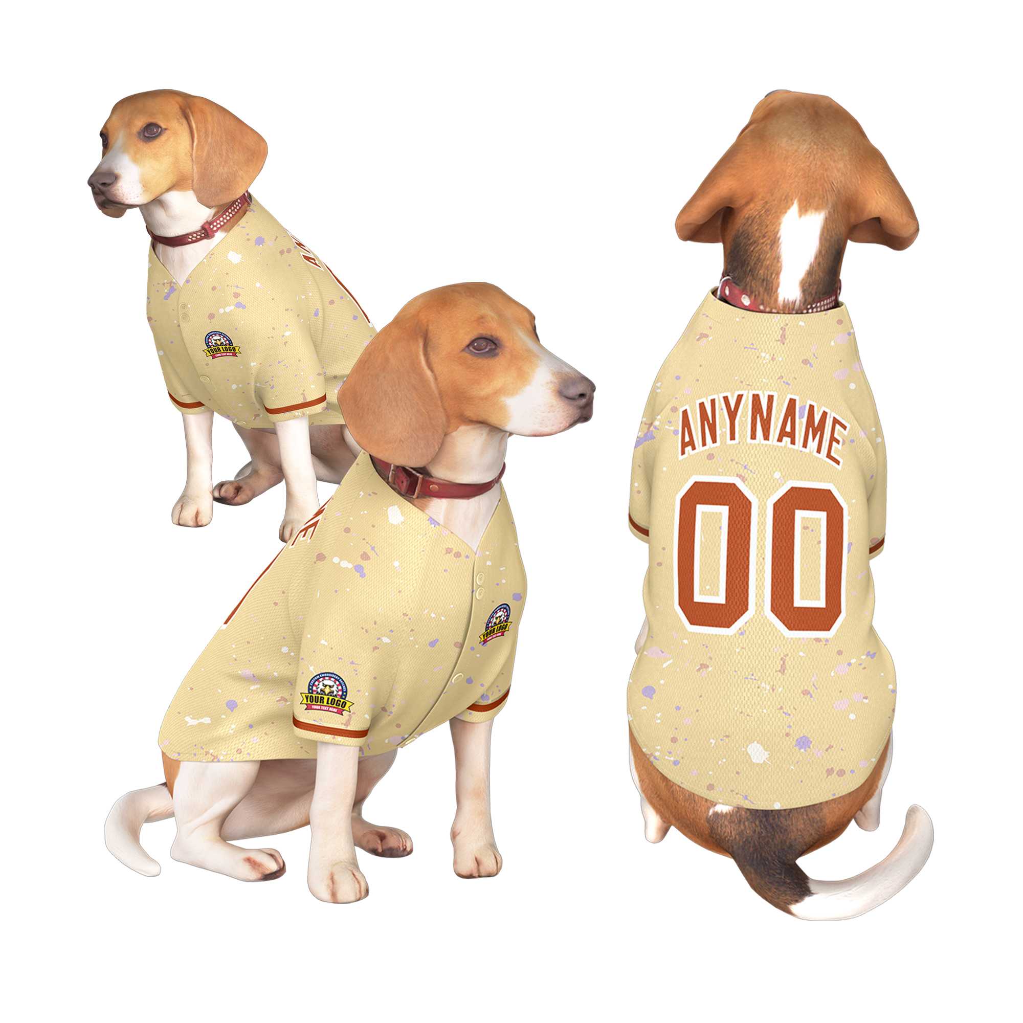 Custom Khaki Texas Orange Personalized Splash Graffiti Pattern Dog Jersey |KXKSHOP