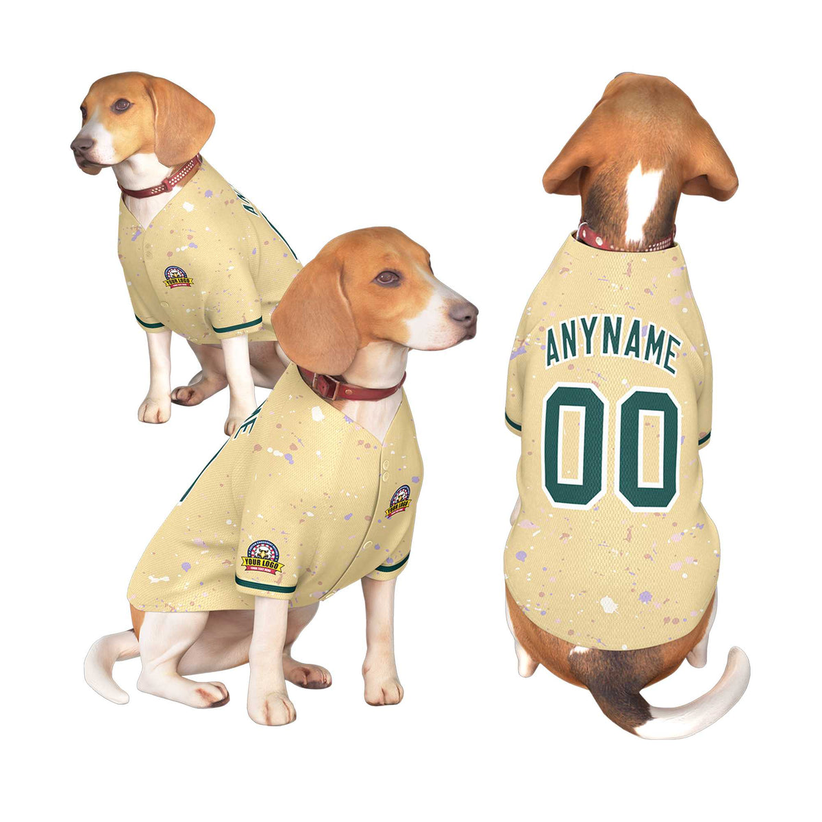 Custom Khaki Midnight Green Personalized Splash Graffiti Pattern Dog Jersey |KXKSHOP