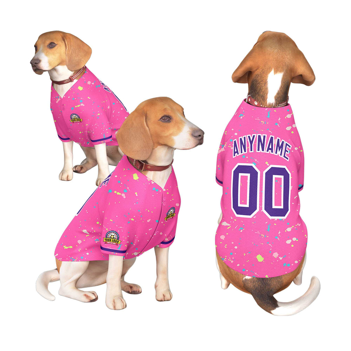 Custom Pink Purple Personalized Splash Graffiti Pattern Dog Jersey |KXKSHOP