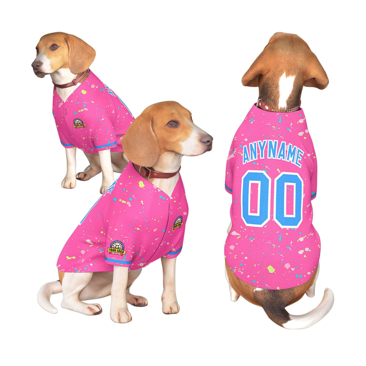 Custom Pink Powder Blue Personalized Splash Graffiti Pattern Dog Jersey |KXKSHOP