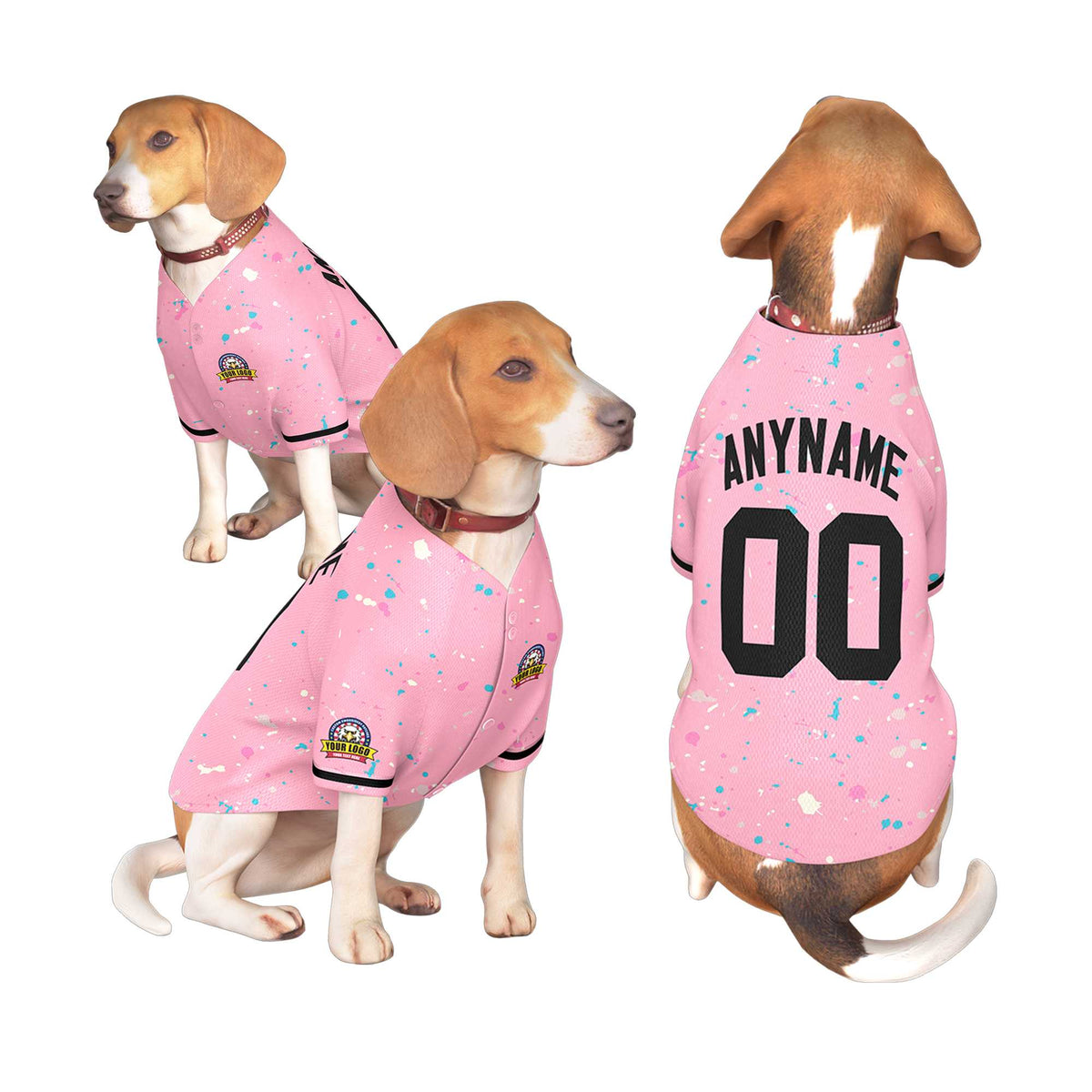 Custom Light Pink Black Personalized Splash Graffiti Pattern Dog Jersey |KXKSHOP