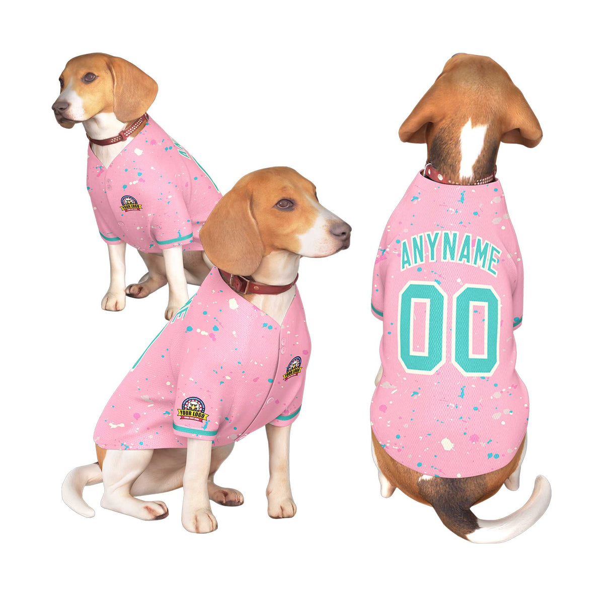 Custom Light Pink Aqua Personalized Splash Graffiti Pattern Dog Jersey |KXKSHOP