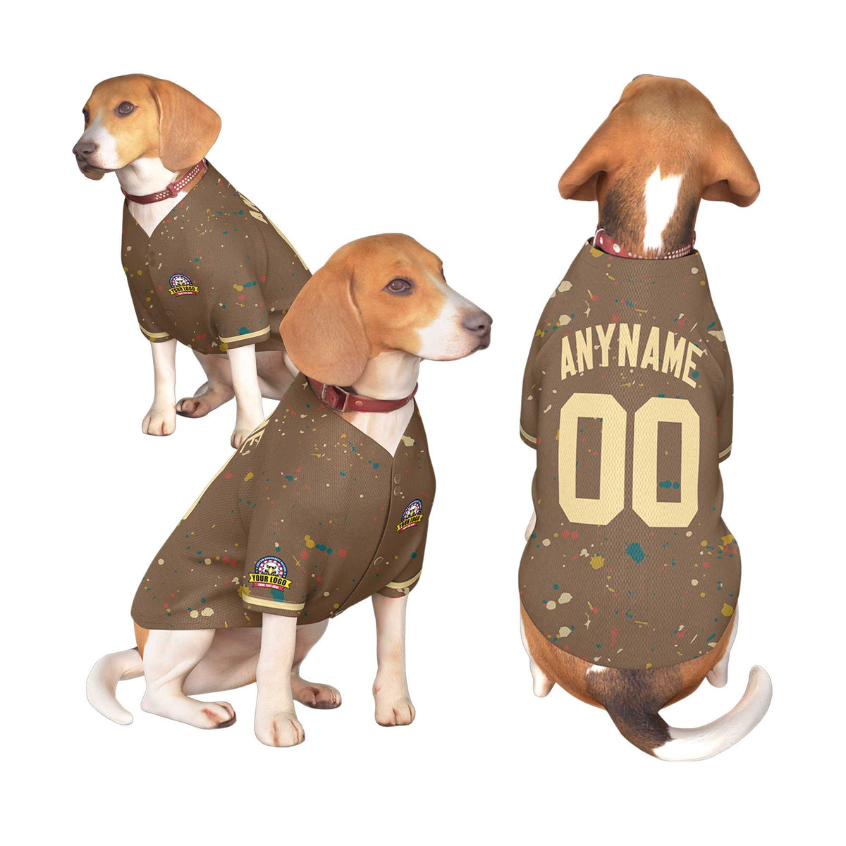 Custom Light Brown Khaki Personalized Splash Graffiti Pattern Dog Jersey |KXKSHOP