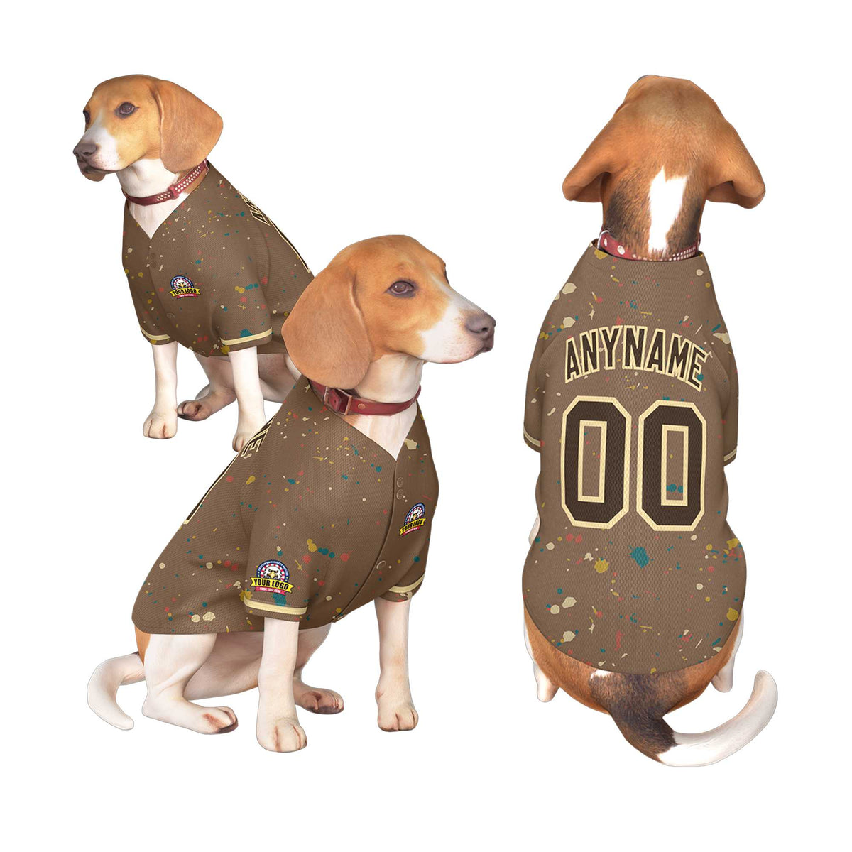 Custom Light Brown Brown Personalized Splash Graffiti Pattern Dog Jersey |KXKSHOP