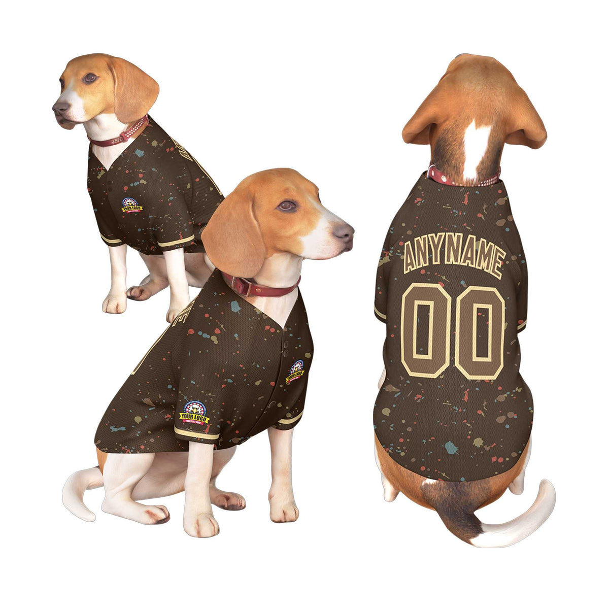 Custom Brown Light Brown Personalized Splash Graffiti Pattern Dog Jersey |KXKSHOP