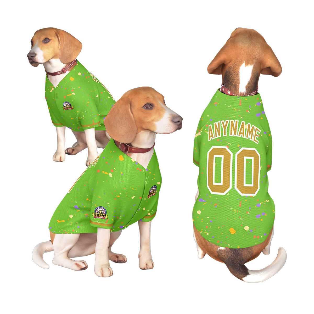 Custom Green Old Gold Personalized Splash Graffiti Pattern Dog Jersey |KXKSHOP