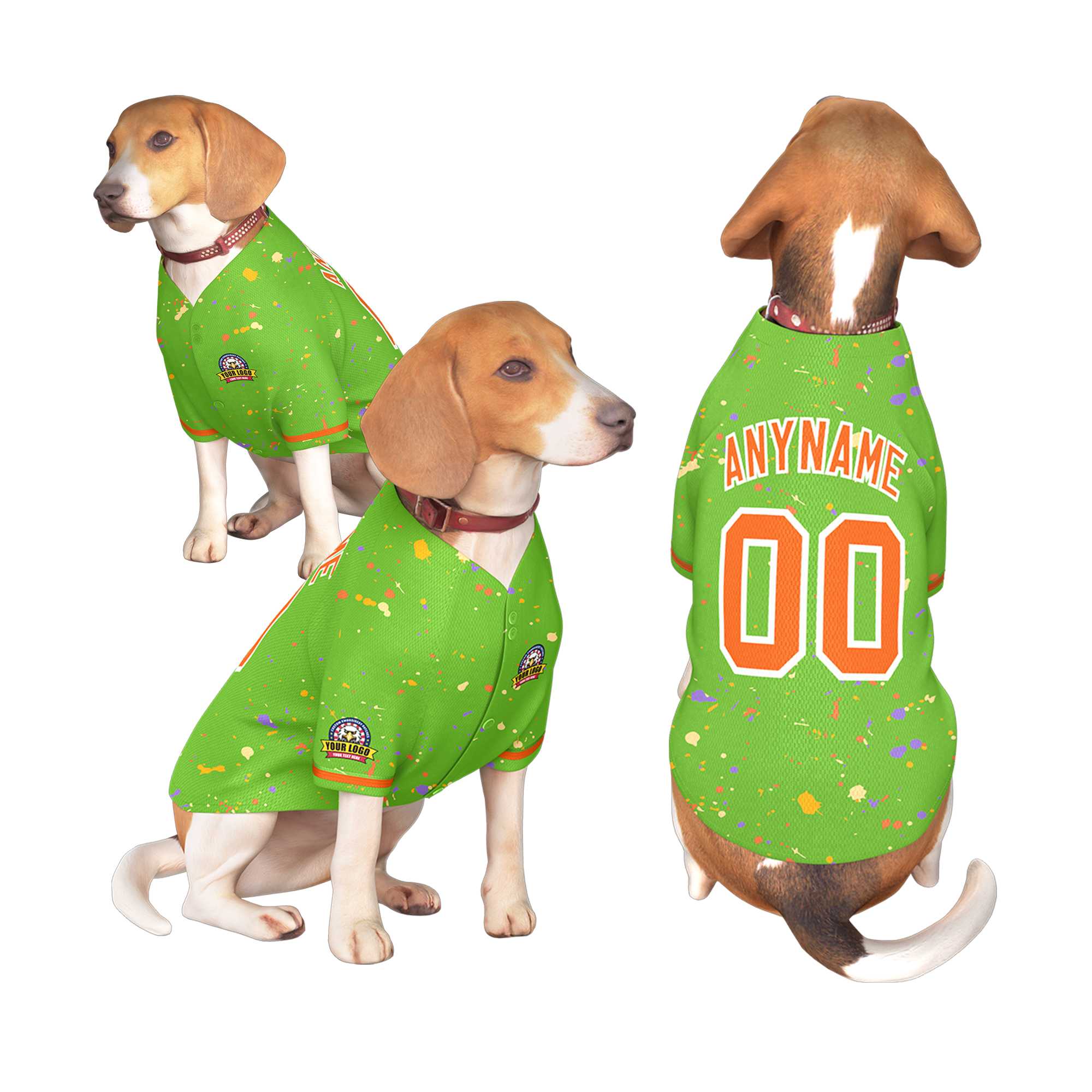 Custom Green Orange Personalized Splash Graffiti Pattern Dog Jersey |KXKSHOP