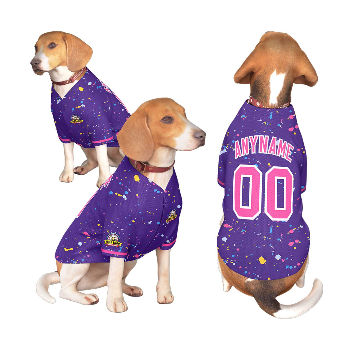 Custom Purple Pink Personalized Splash Graffiti Pattern Dog Jersey |KXKSHOP