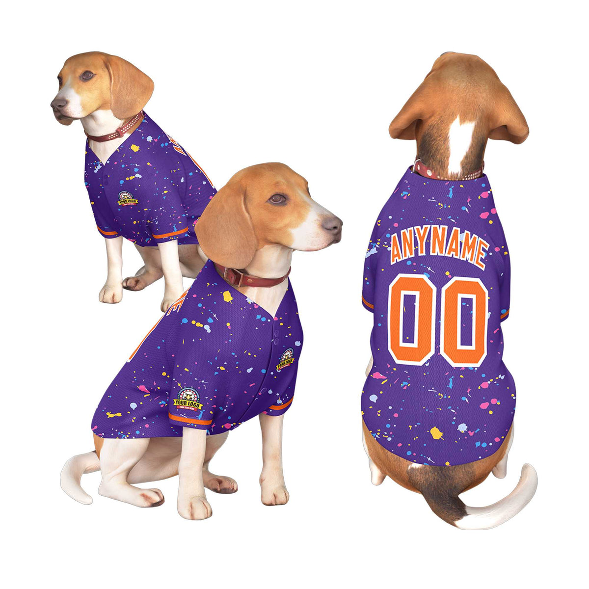 Custom Purple Orange Personalized Splash Graffiti Pattern Dog Jersey |KXKSHOP