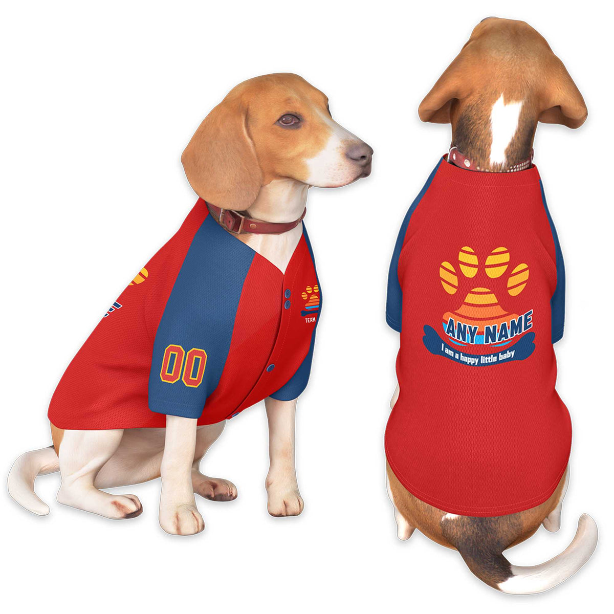 Custom Red Navy Raglan Sleeves Dog Jersey |KXKSHOP