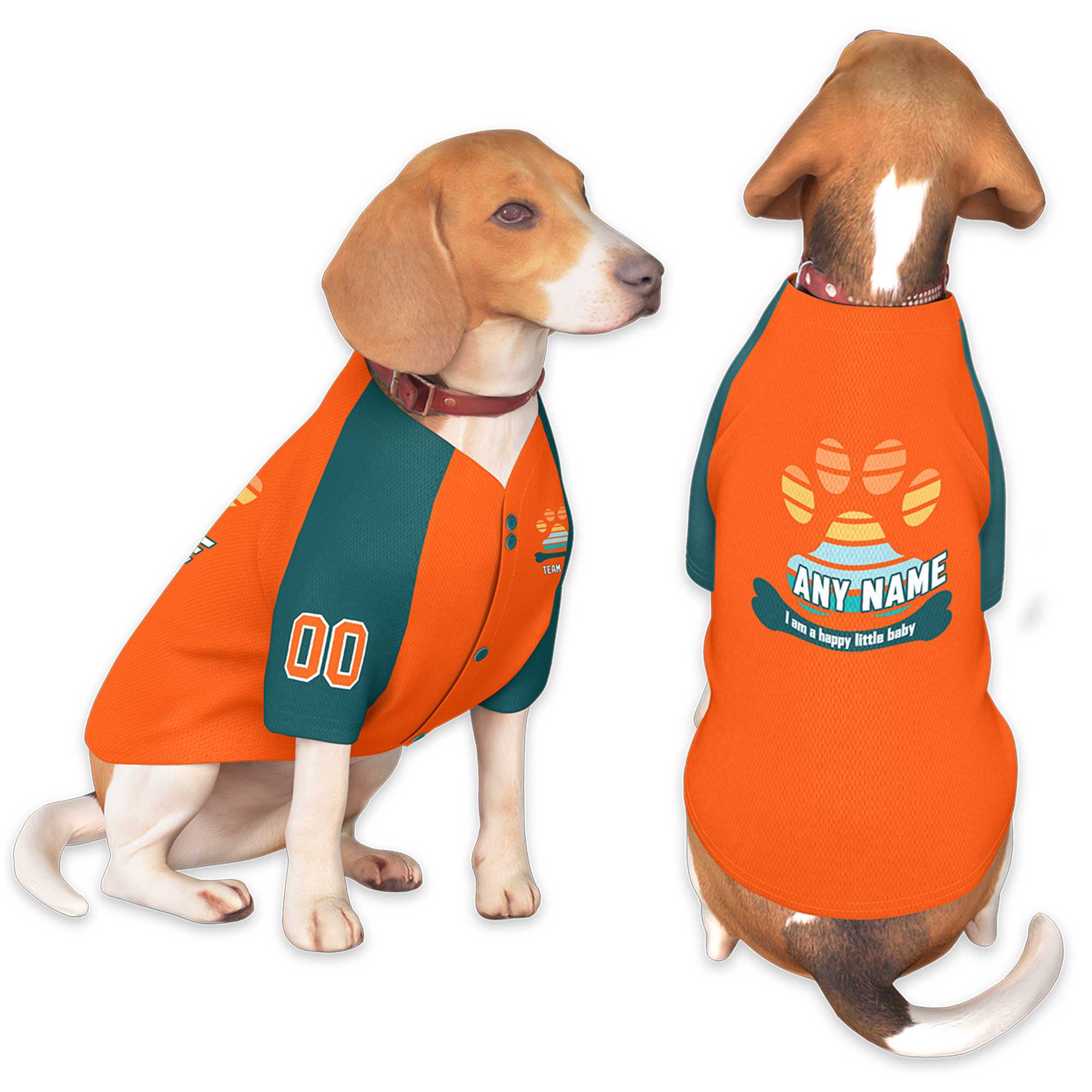 Custom Orange Aqua Raglan Sleeves Dog Jersey |KXKSHOP