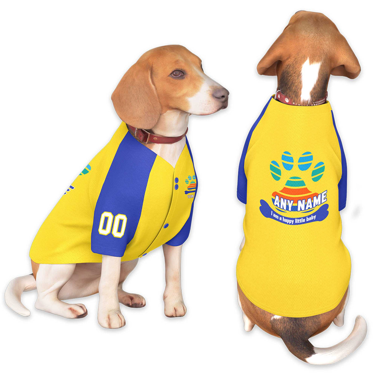 Custom Yellow Royal Raglan Sleeves Dog Jersey |KXKSHOP