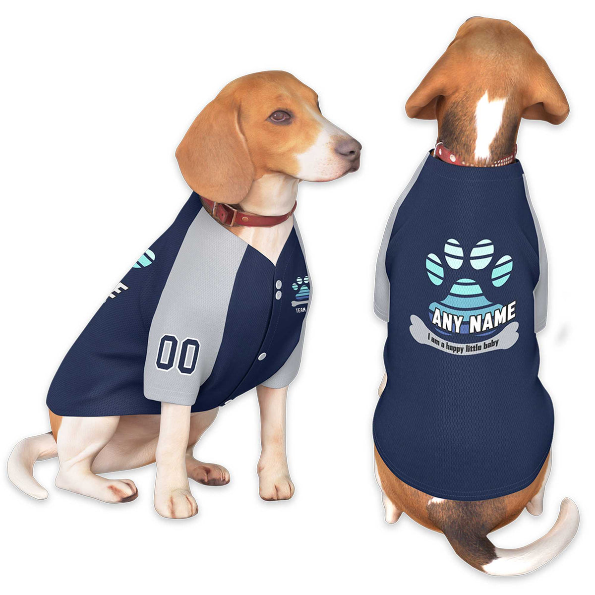 Custom Navy Gray Raglan Sleeves Dog Jersey |KXKSHOP