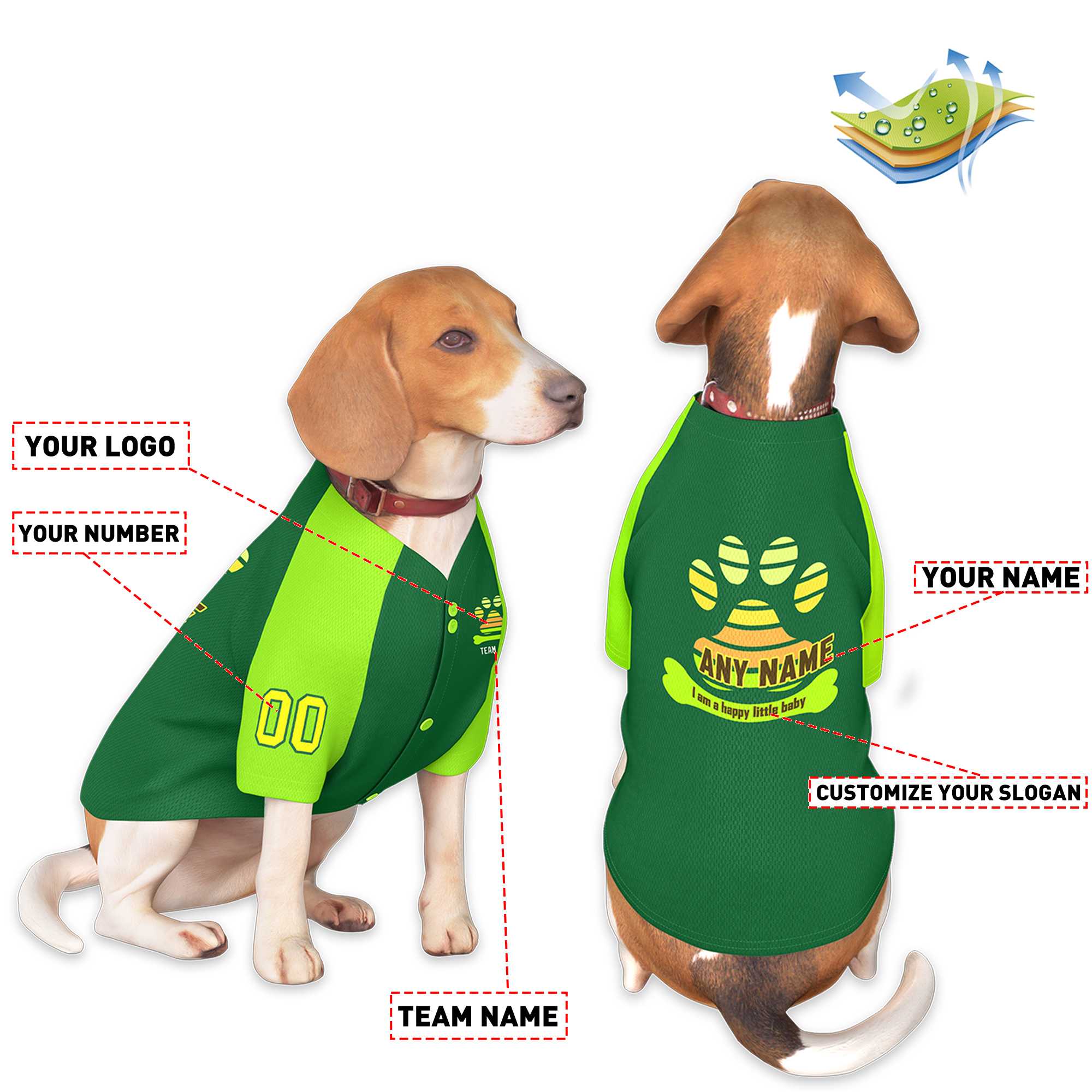 Custom Black Kelly Green Classic Style Dog Jersey |KXKSHOP