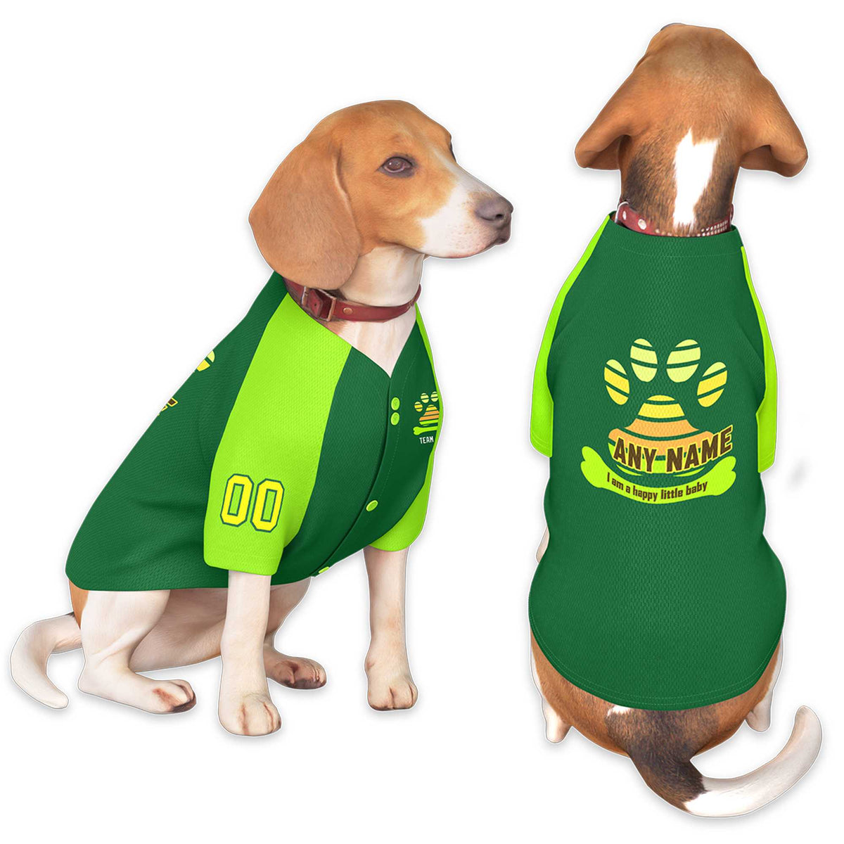 Custom Green Neon Green Raglan Sleeves Dog Jersey |KXKSHOP