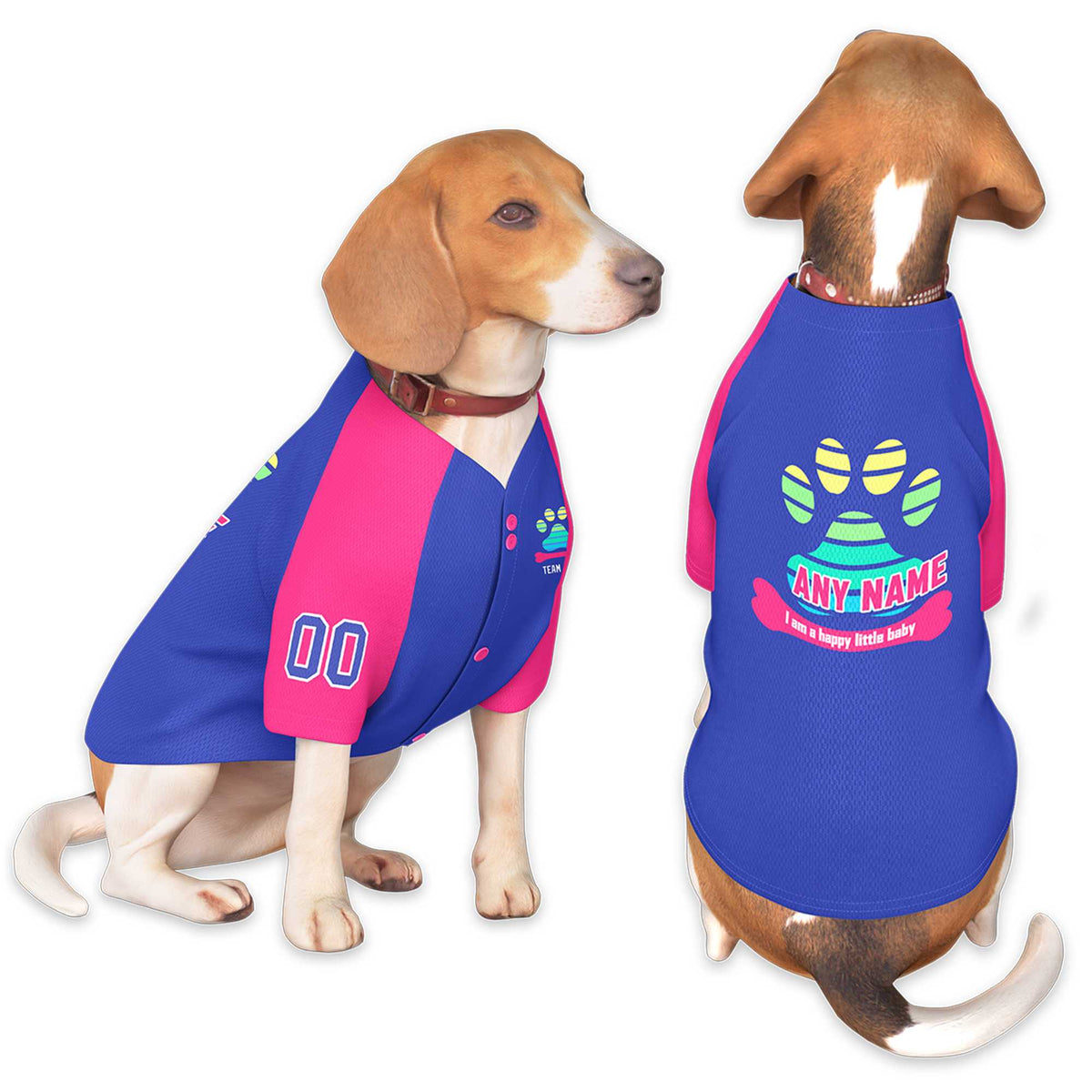 Custom Royal Pink Raglan Sleeves Dog Jersey |KXKSHOP