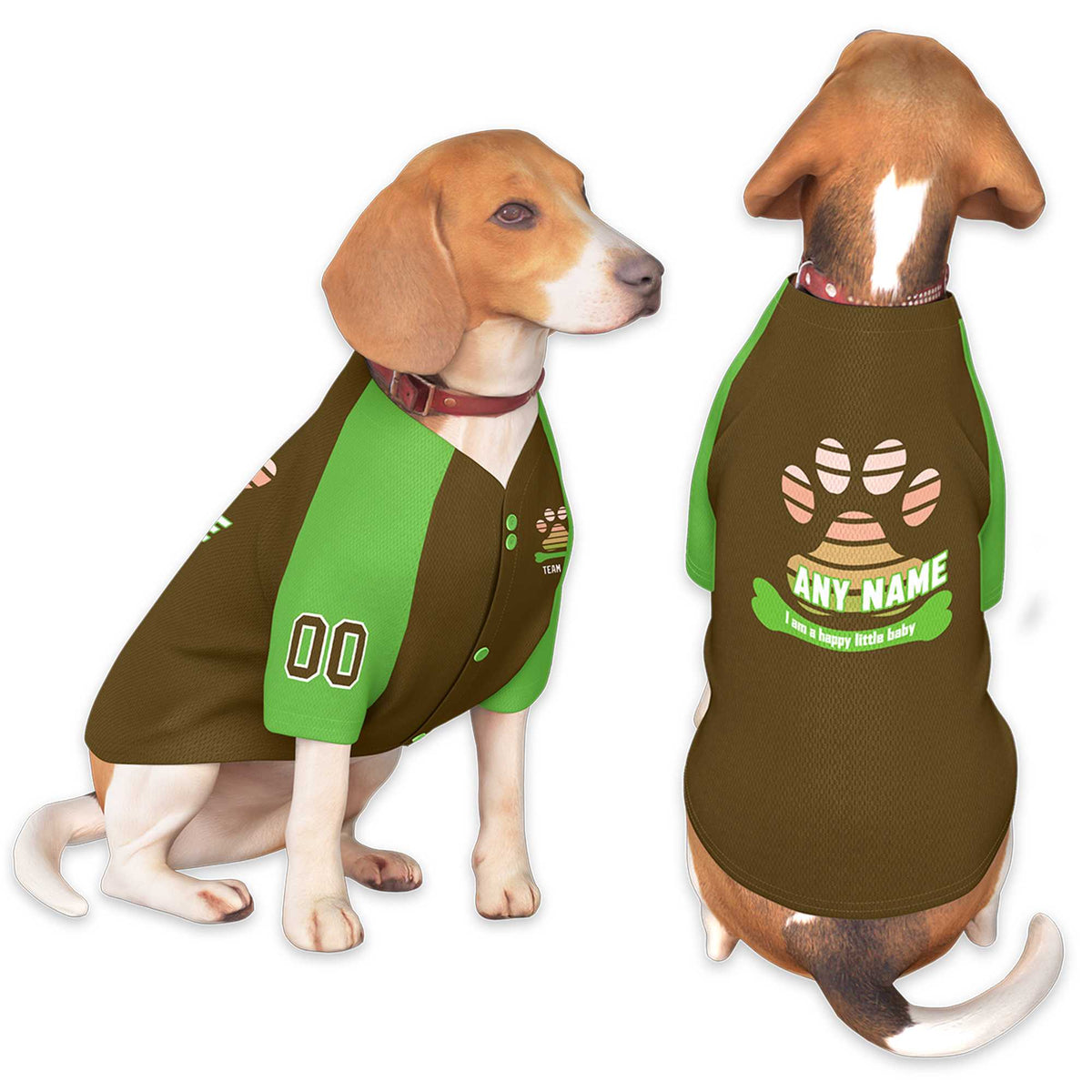 Custom Brown Kelly Green Raglan Sleeves Dog Jersey |KXKSHOP