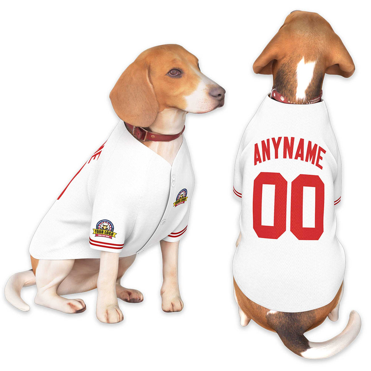Custom White Red Classic Style Dog Jersey |KXKSHOP