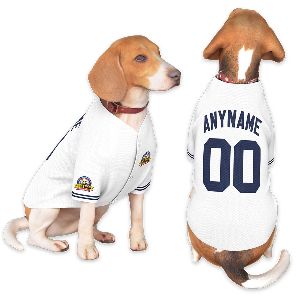 Custom White Navy Classic Style Dog Jersey |KXKSHOP