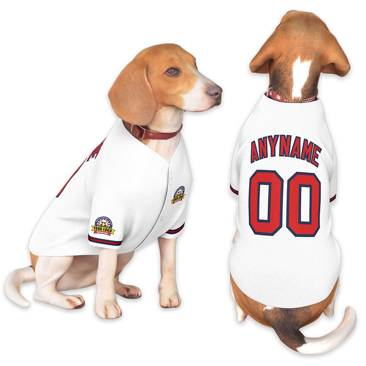 Custom White Red-Navy Classic Style Dog Jersey |KXKSHOP