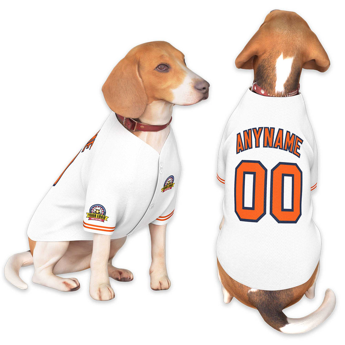 Custom White Orange-Navy Classic Style Dog Jersey |KXKSHOP