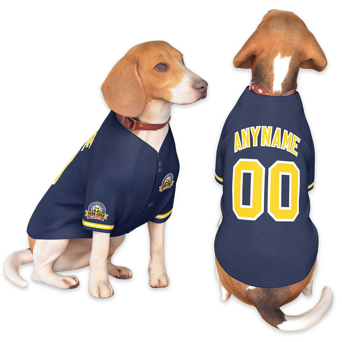 Custom Navy Gold-White Classic Style Dog Jersey |KXKSHOP