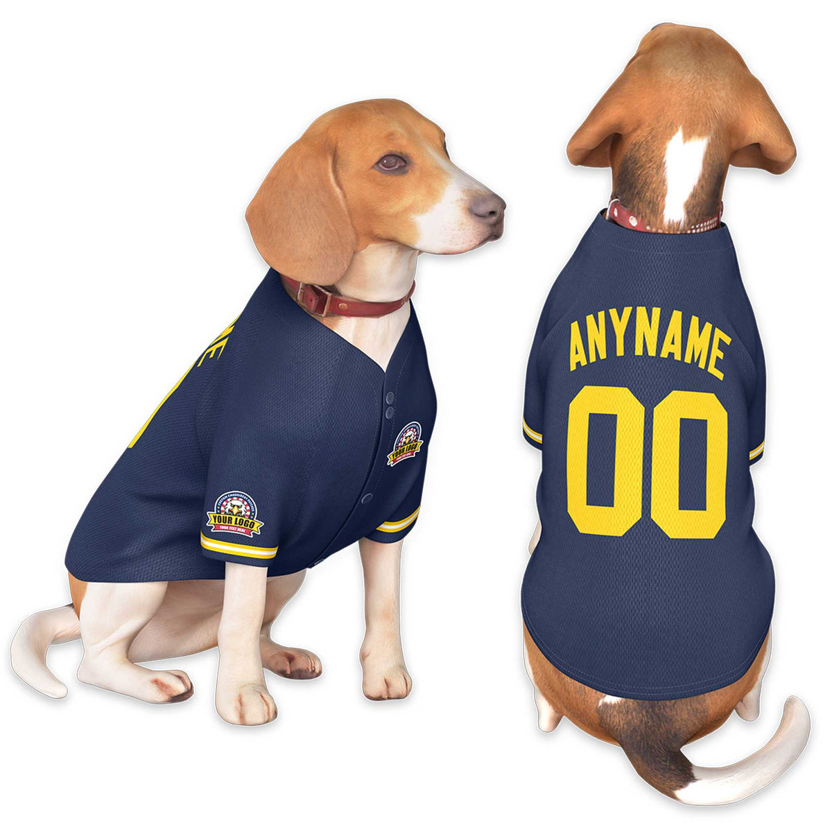 Custom Navy Gold Classic Style Dog Jersey |KXKSHOP