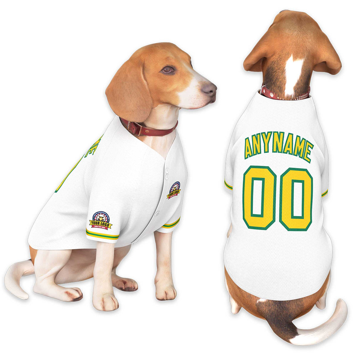 Custom White Gold-Kelly Green Classic Style Dog Jersey |KXKSHOP