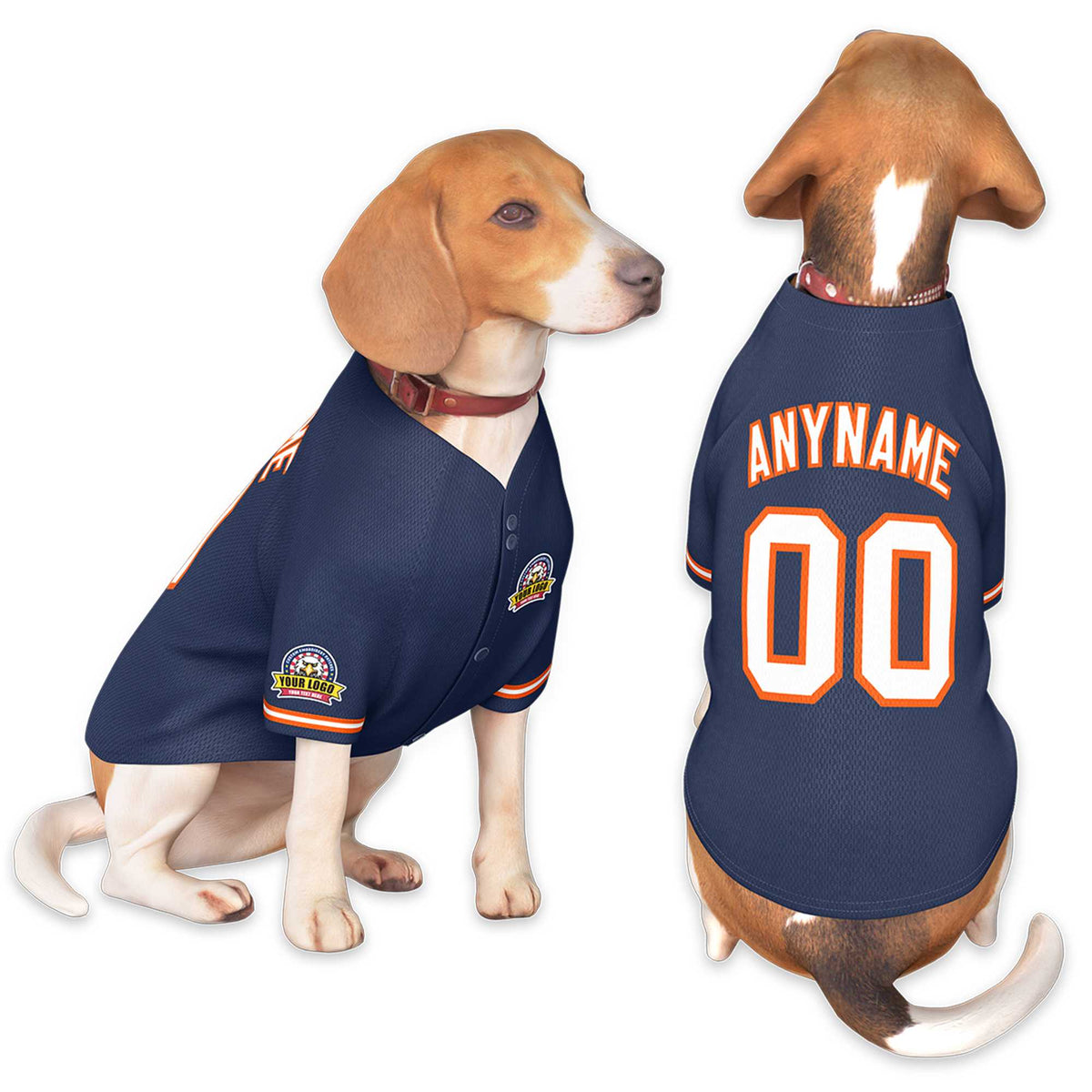 Custom Navy White-Orange Classic Style Dog Jersey |KXKSHOP