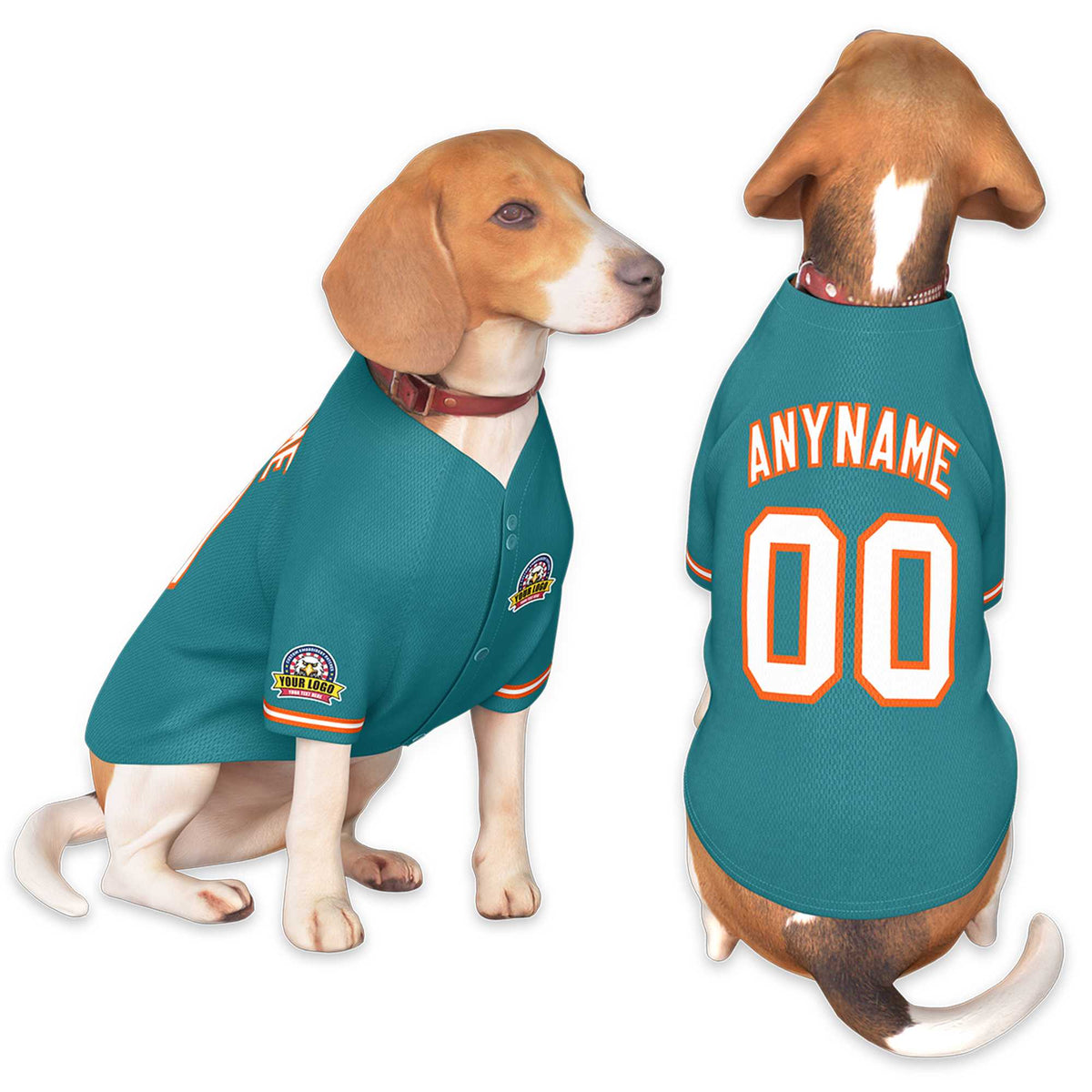 Custom Aqua White-Orange Classic Style Dog Jersey |KXKSHOP