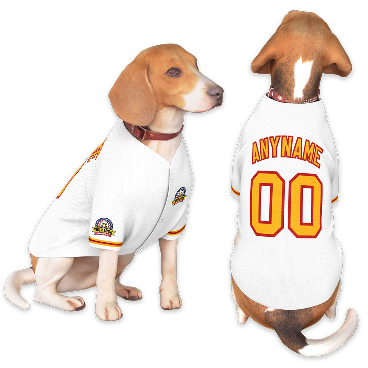 Custom White Yellow-Red Classic Style Dog Jersey |KXKSHOP
