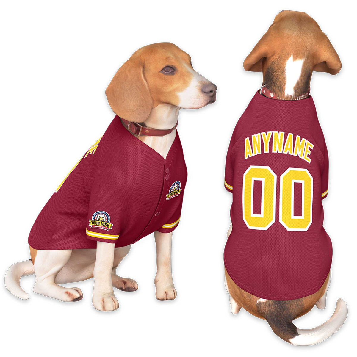 Custom Crimson Gold-White Classic Style Dog Jersey |KXKSHOP