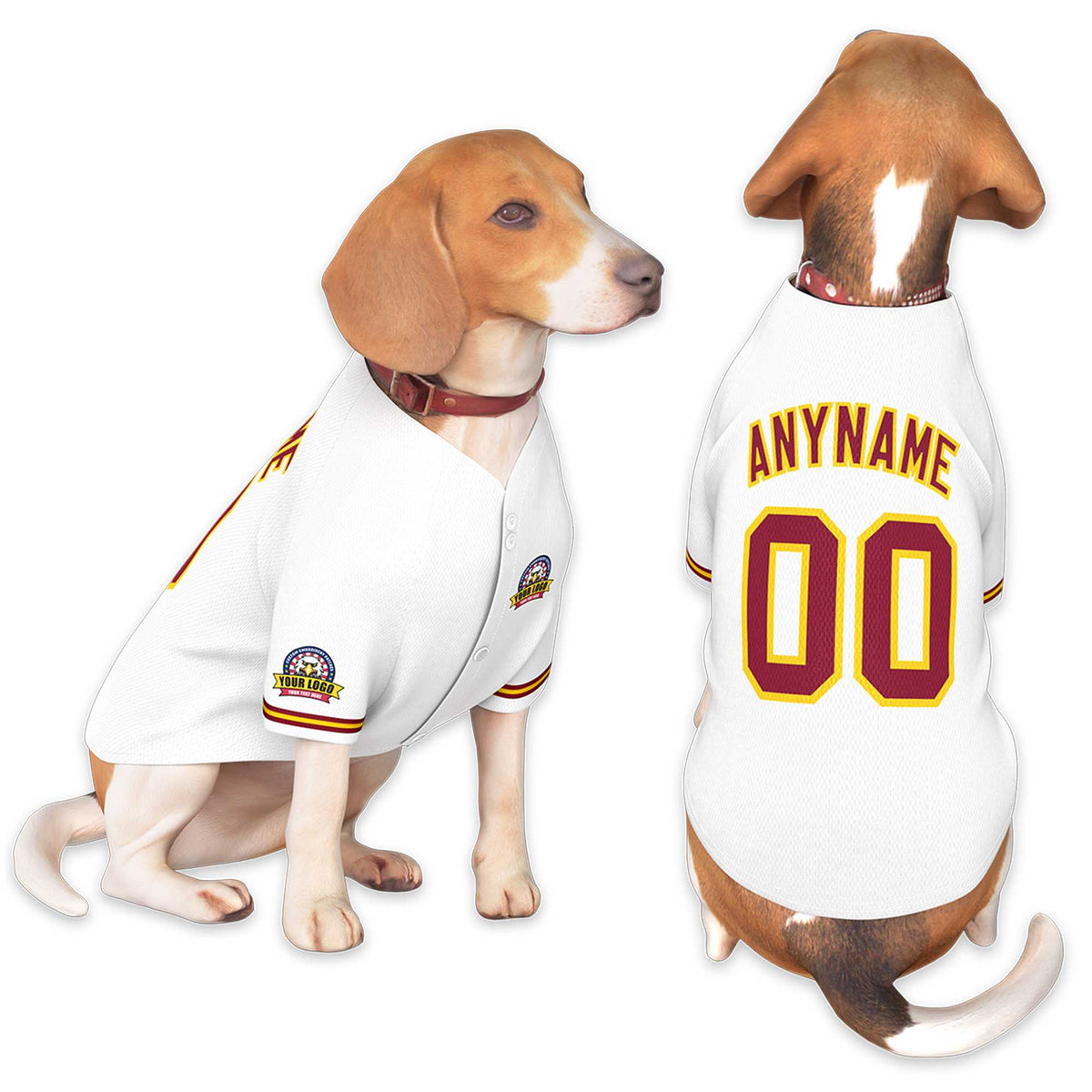 Custom White Crimson-Gold Classic Style Dog Jersey |KXKSHOP