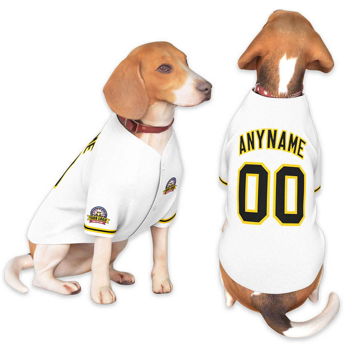 Custom White Black-Gold Classic Style Dog Jersey |KXKSHOP