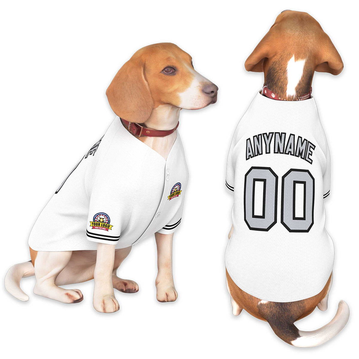 Custom White Gray-Black Classic Style Dog Jersey |KXKSHOP