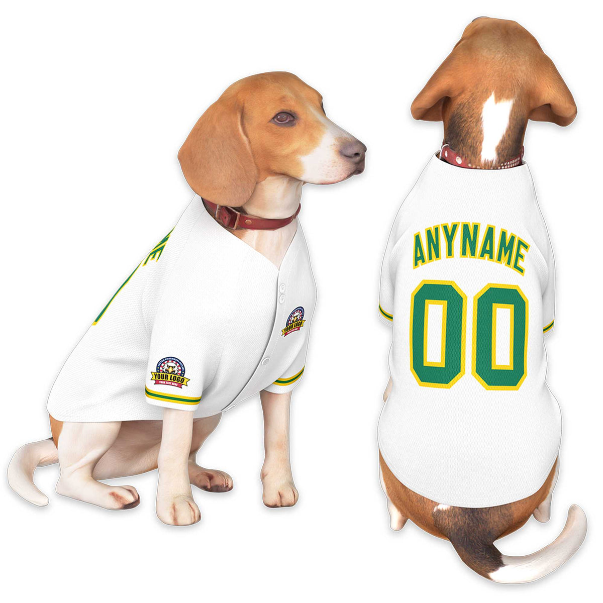 Custom White Kelly Green-Gold Classic Style Dog Jersey |KXKSHOP