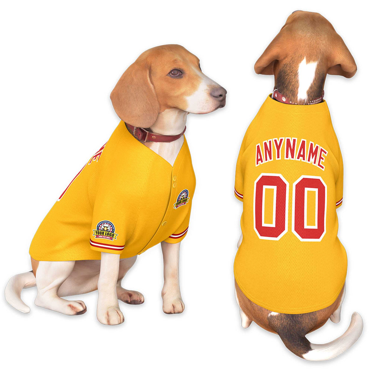 Custom Gold Red-White Classic Style Dog Jersey |KXKSHOP