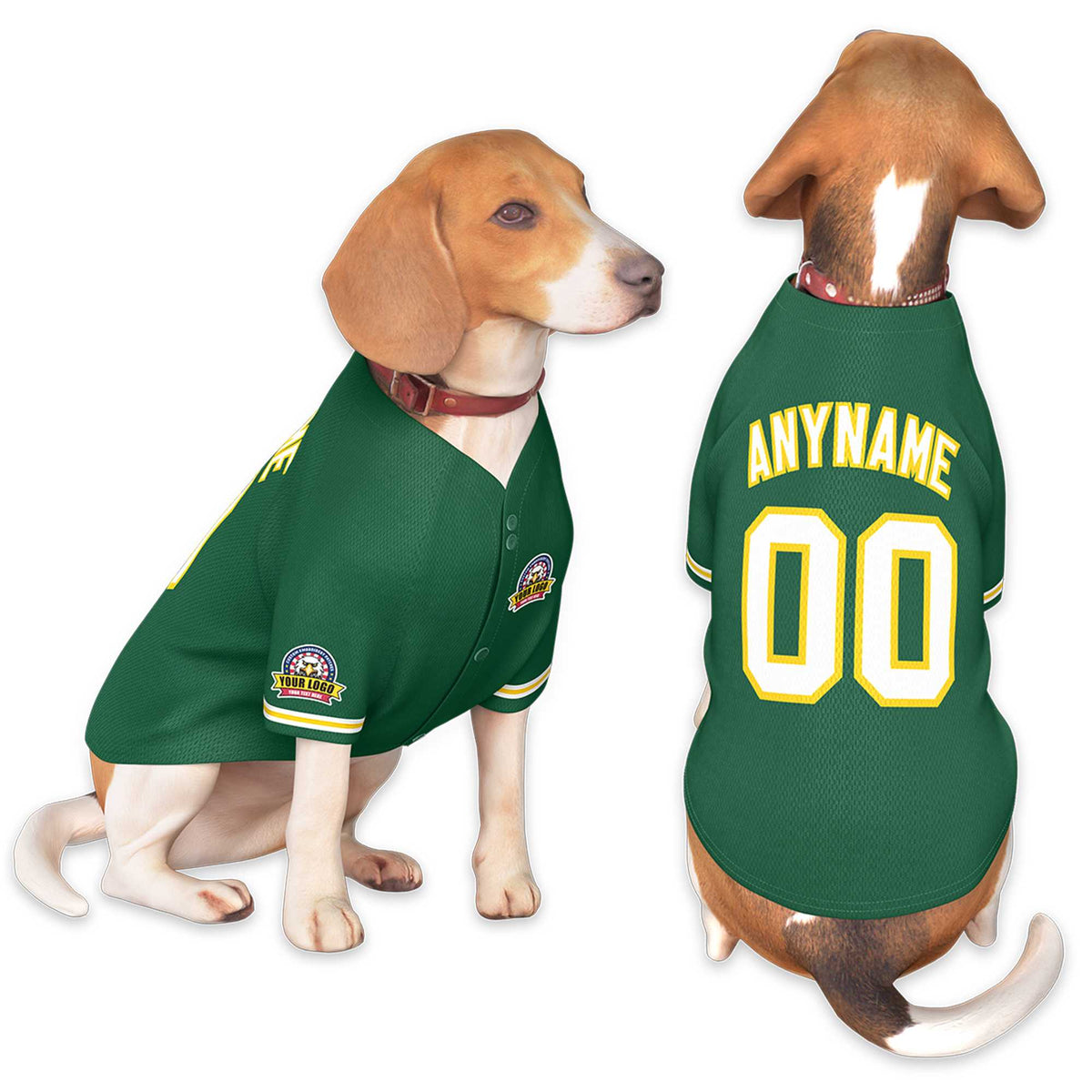 Custom Green White-Gold Classic Style Dog Jersey |KXKSHOP