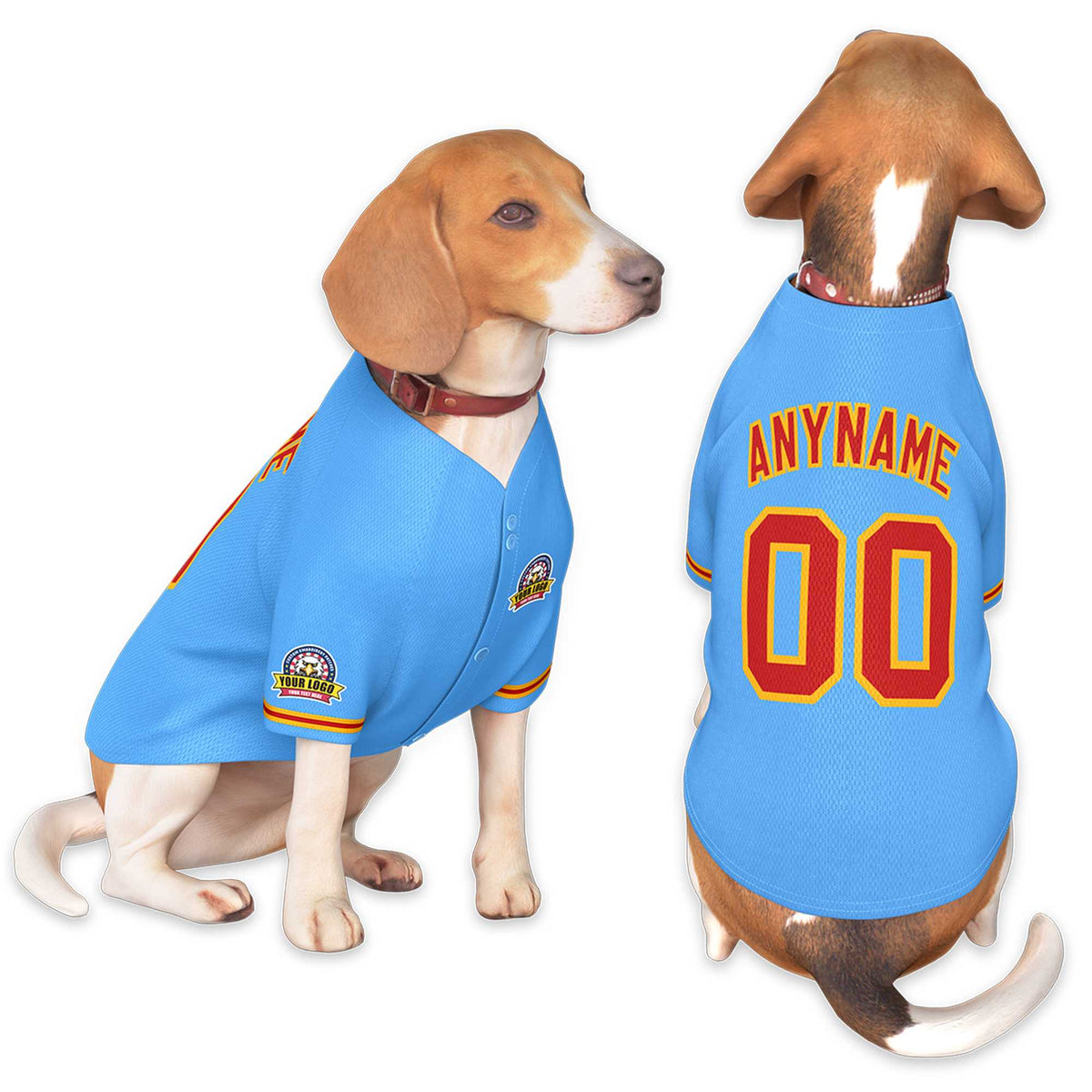 Custom Powder Blue Red-Yellow Classic Style Dog Jersey |KXKSHOP