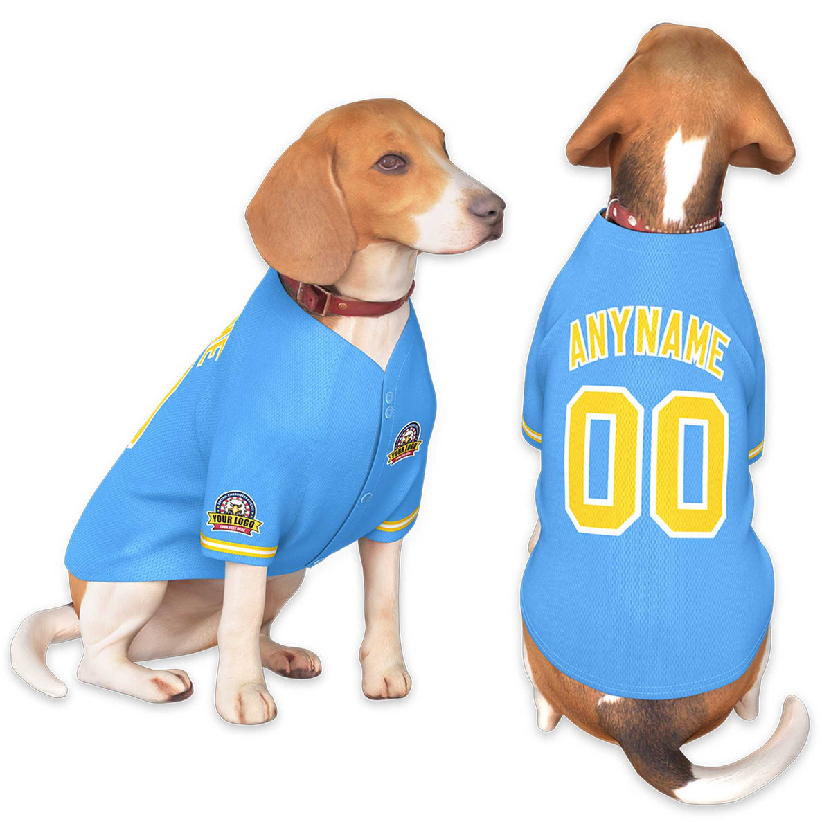 Custom Powder Blue Gold-White Classic Style Dog Jersey |KXKSHOP
