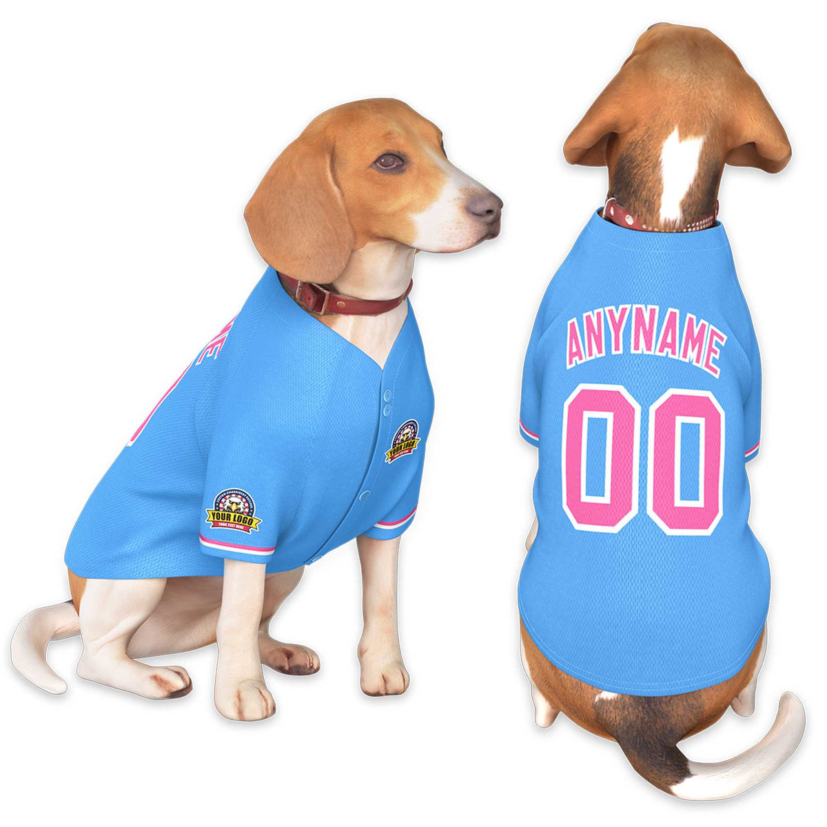Custom Powder Blue Pink-White Classic Style Dog Jersey |KXKSHOP