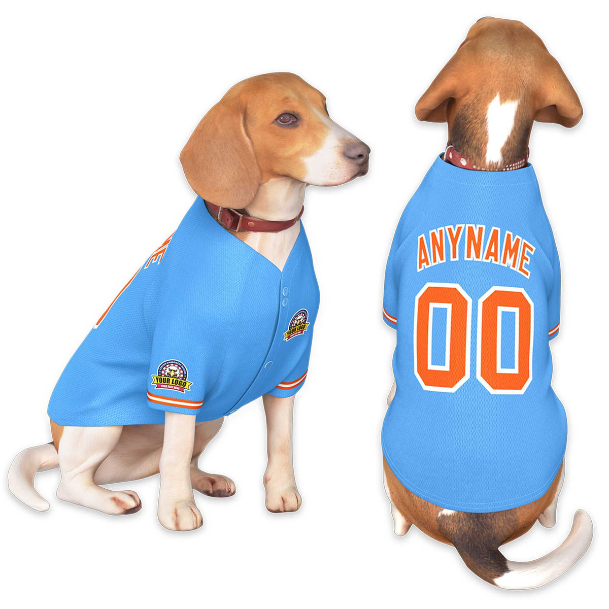 Custom Powder Blue Orange-White Classic Style Dog Jersey |KXKSHOP