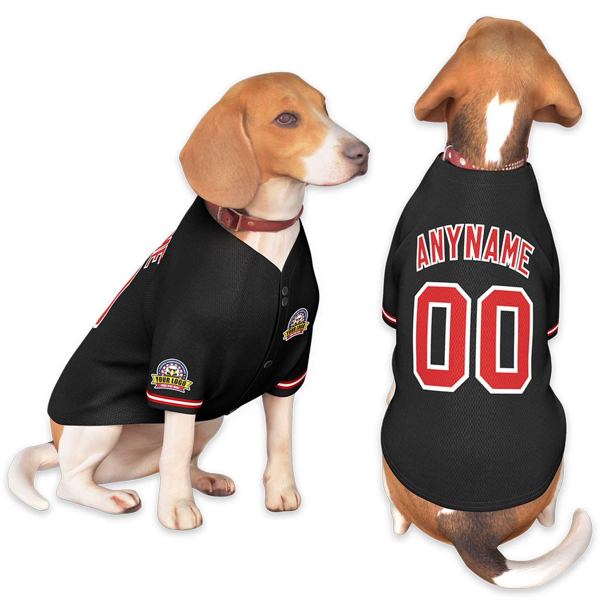 Custom Black Red-White Classic Style Dog Jersey |KXKSHOP