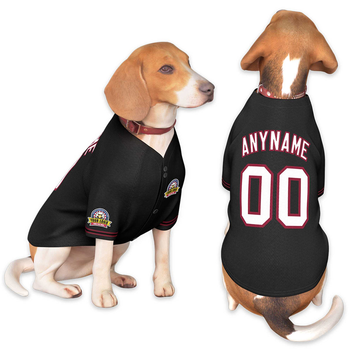 Custom Black White-Crimson Classic Style Dog Jersey |KXKSHOP