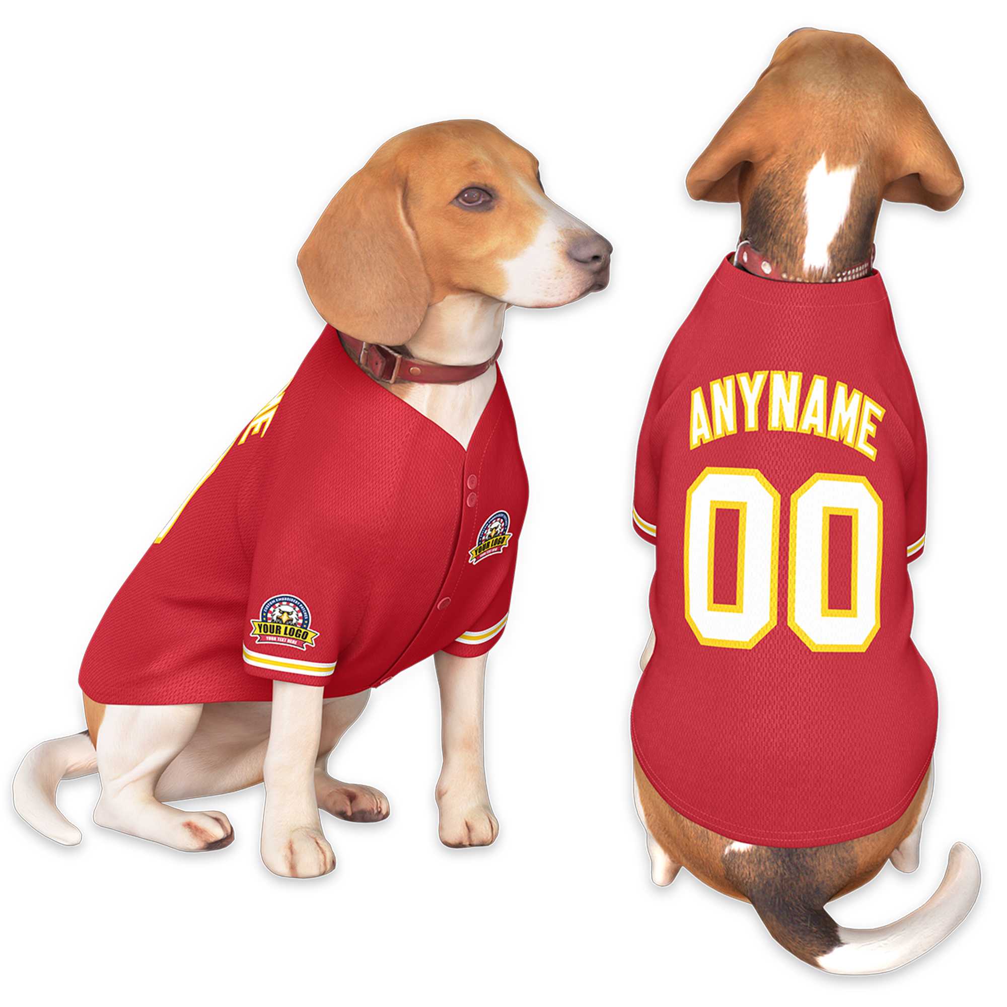 Custom Red White-Gold Classic Style Dog Jersey |KXKSHOP
