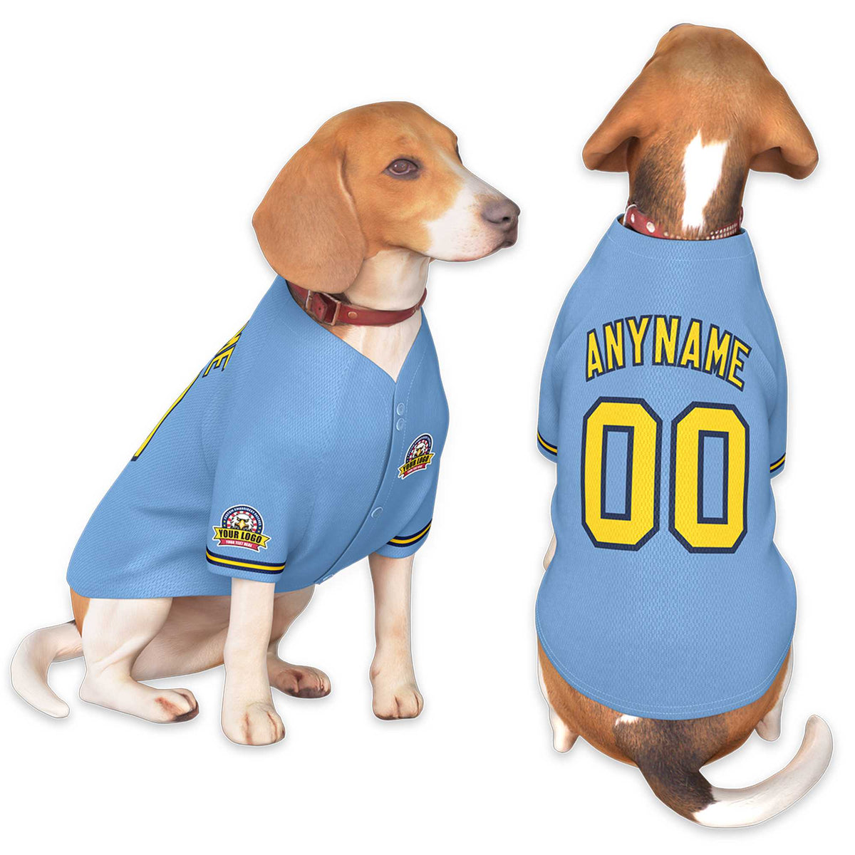 Custom Light Blue Gold-Navy Classic Style Dog Jersey |KXKSHOP