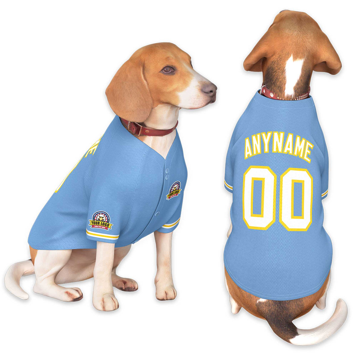 Custom Light Blue White-Gold Classic Style Dog Jersey |KXKSHOP