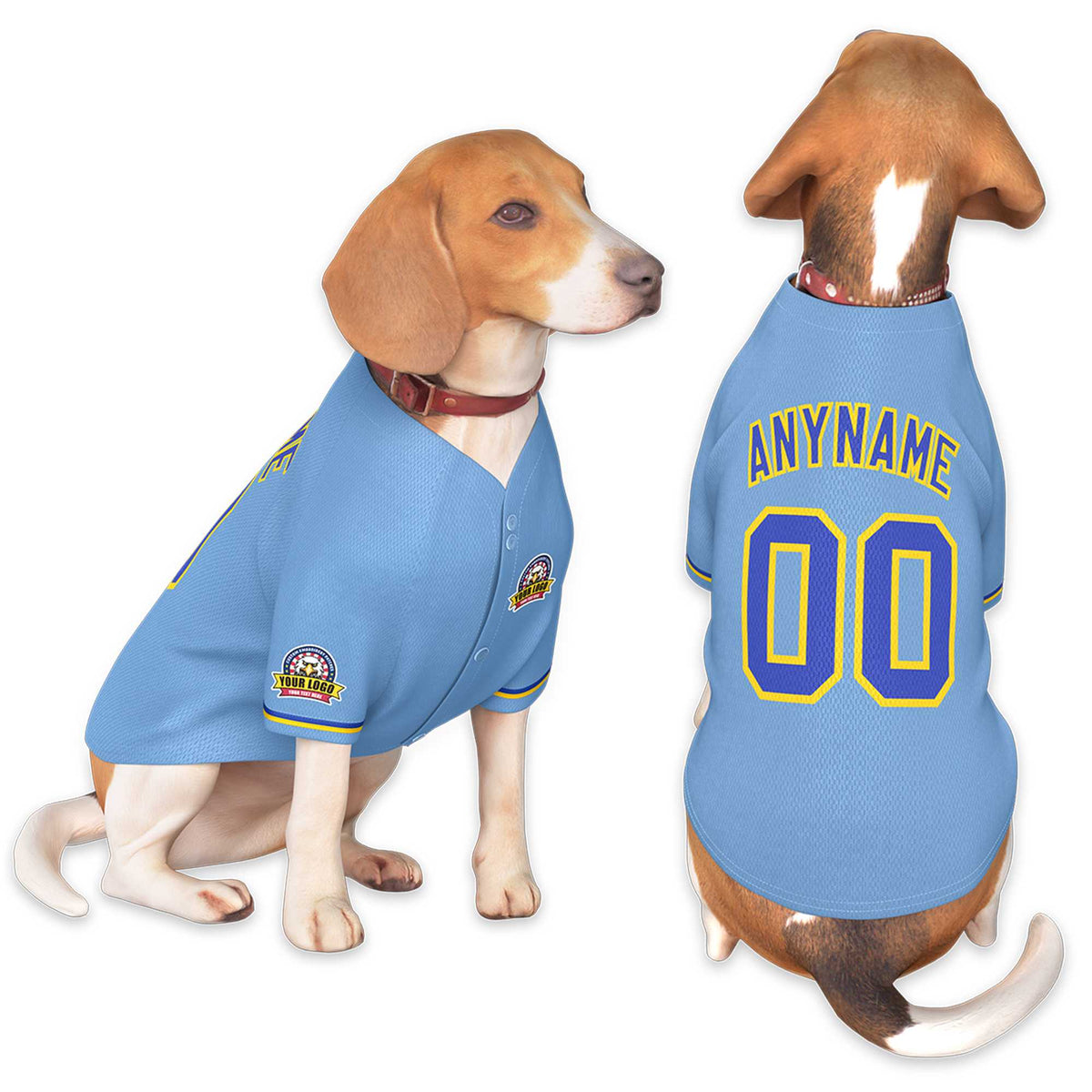Custom Light Blue Royal-Gold Classic Style Dog Jersey |KXKSHOP
